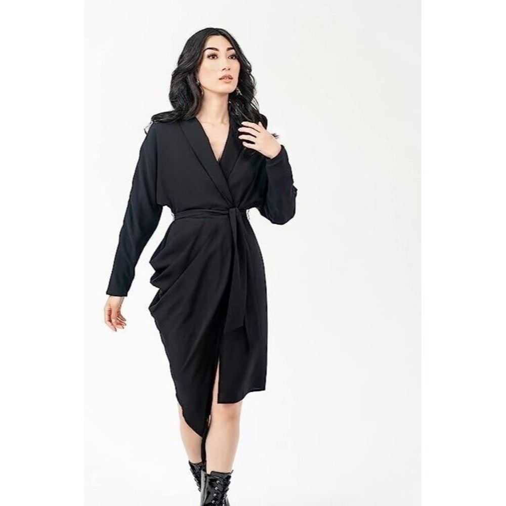 Pantora Women's Wanda Draped Asymmetrical Wrap Dress NWT Size Large Day & Night